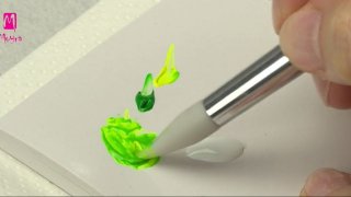 Hand-painted leaf motif on SuperShine gel base
