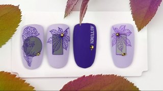 Autumn nail art with stamping and painting gel