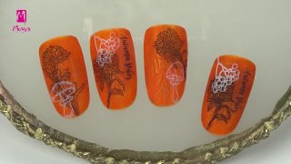 Autumn nail art with Glass effect gel polish - Preview