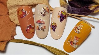 Colourful sticker nail art for autumn
