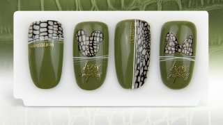 Layered stamping, sticker-like, cute nail art