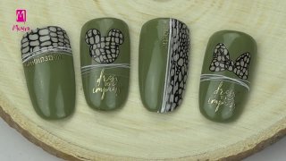 Layered stamping, sticker-like, cute nail art - Preview