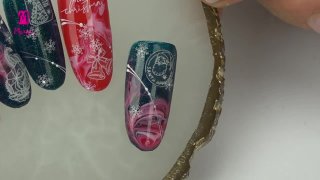 Fabulous nail art in winter mood on marble base - Preview