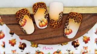 Stamping and sticker nail art on ombre base