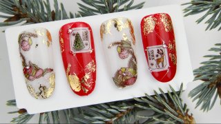 Festive stamping patterns filled with aquarelle