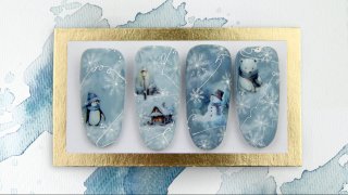 Winter magic on nails with different techniques