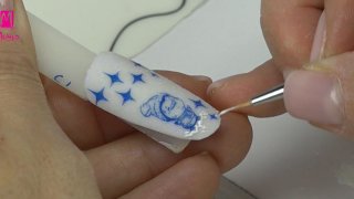 Cheerful winter nail art with snowman and penguin
