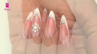 White French nails with glittering stones - Preview