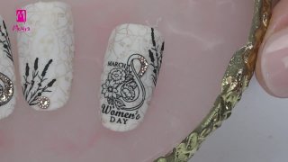 Nail art for Women's Day with flowers and stones - Preview