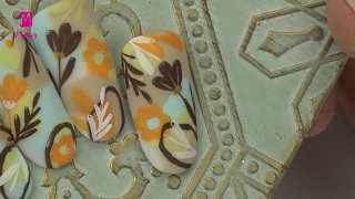 Floral stamping nail art in retro atmosphere - Preview