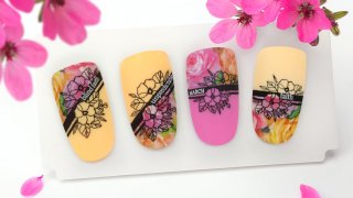 Stamping, sticker nail art on SuperShine base