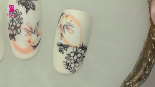 Floral sticker nail art combined with stamping - Preview