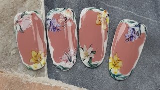 Spring nail art with stickers specially arranged