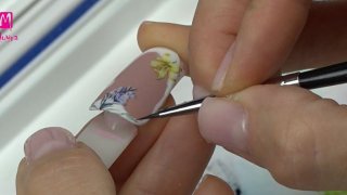 Spring nail art with stickers specially arranged