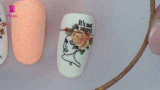 Rosy nail art with wonderful vivid orange sticker - Preview