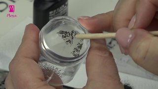 Stamping nail art with yellow flower sticker