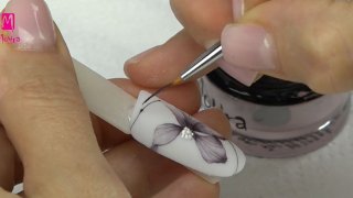 Aquarelle floral nail art with veiled petals