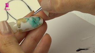 Wonderful aquarelle flower effected with nail foil