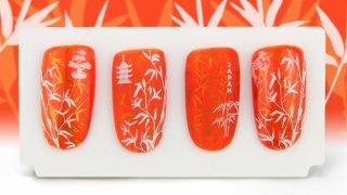 Stamping nail art in magical oriental style