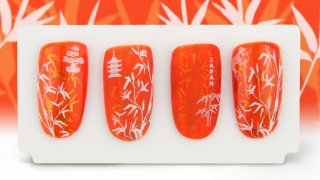 Stamping nail art in magical oriental style
