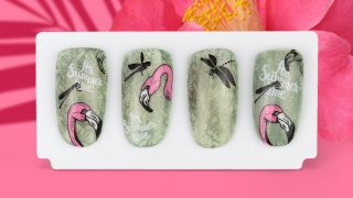 Exotic nail art with effected stamping pattern