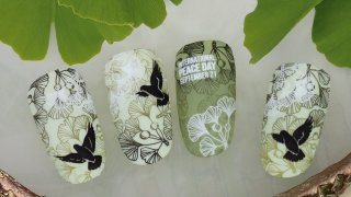 Stamping nail art inspired by Peace Day