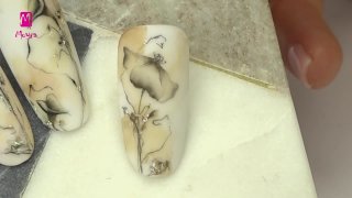 Antique floral watercolor nail art - Preview