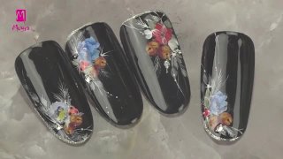 Sticker nail art with hand-painted details - Preview