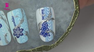 Winter nail art in different blue shades - Preview