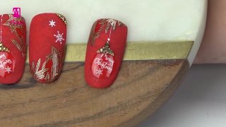 Wonderful Christmas nail art with layered stamping - Preview