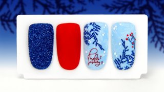 Winter stamping nail art in wonderful shades