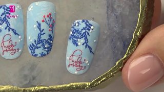 Winter stamping nail art in wonderful shades - Preview