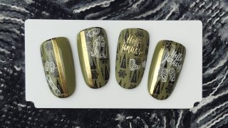 Stamping nail art with winter motives