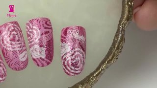 Wonderfully glittering, pink nail art for lovers - Preview