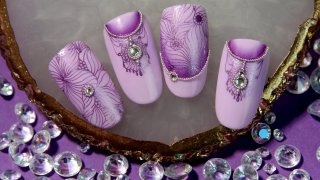 Wonderful purple jewelry nails with sticker