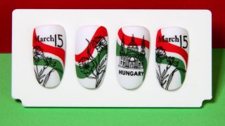 Nail art inspired by a Hungarian national holiday