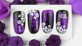 Floral stamping nail art in interesting colours