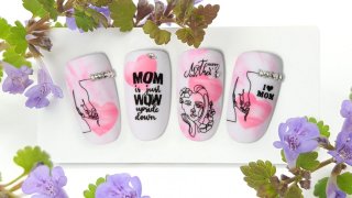 Stamping nail art for Mother's Day