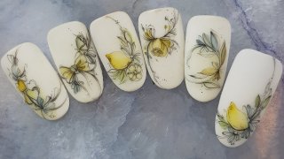 Cheerful lemon aquarelle paint