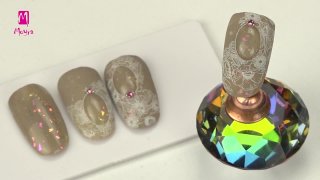 Stamping nail art made on colorful acrylic base - Preview