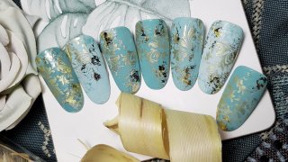 Wonderful, easily doable, turquoise-gold nail art