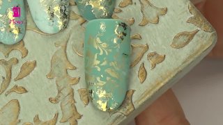 Wonderful, easily doable, turquoise-gold nail art - Preview