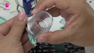 Sticker and stamping nail art in summer atmosphere