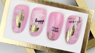 Layered stamping nail art with gold effect