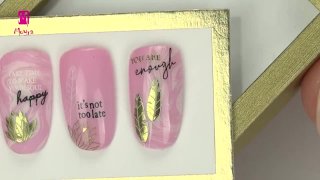 Layered stamping nail art with gold effect - Preview