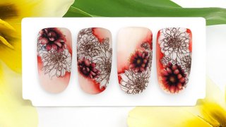 Sticker and stamping flowers shaded with aquarelle