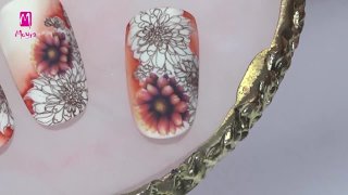 Sticker and stamping flowers shaded with aquarelle - Preview