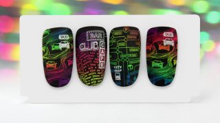 Colourful ombre nail art with pigment powder