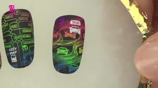 Colourful ombre nail art with pigment powder - Preview