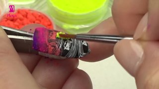 Colourful ombre nail art with pigment powder